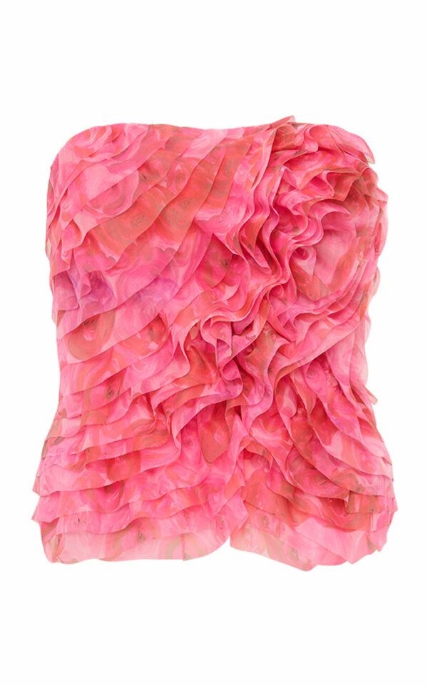 Aje - Charmed Strapless Ruffled Bustier Top - Pink - AU 14 - Moda Operandi