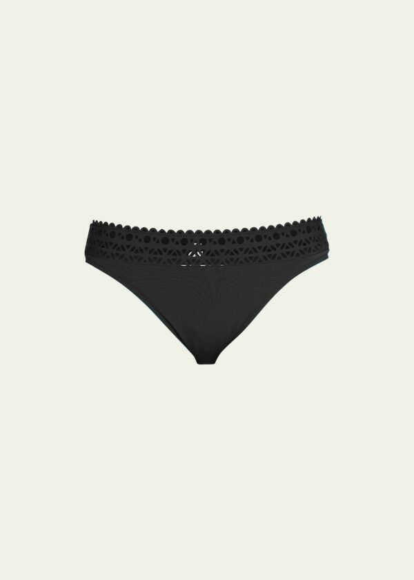 Ajourage Couture Laser-Cut Low-Rise Swim Bikini Bottoms