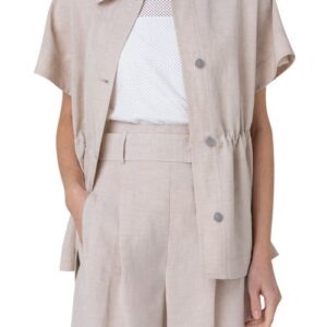 Akris punto Cinched Waist Short Sleeve Jacket in Beige at Nordstrom, Size 6