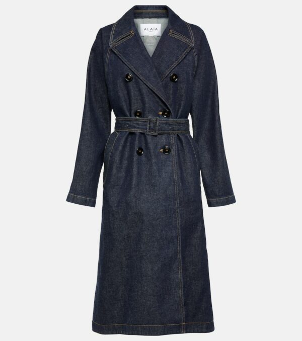 Alaïa Belted denim trench coat