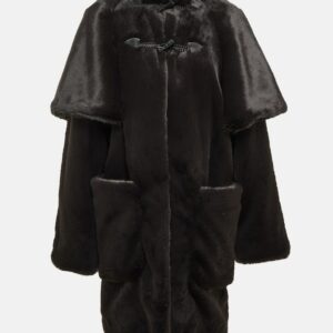 Alaïa Leather-trimmed faux fur coat