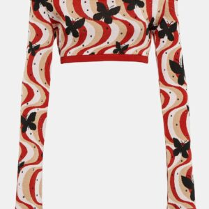 Alessandra Rich Printed bandeau cropped top