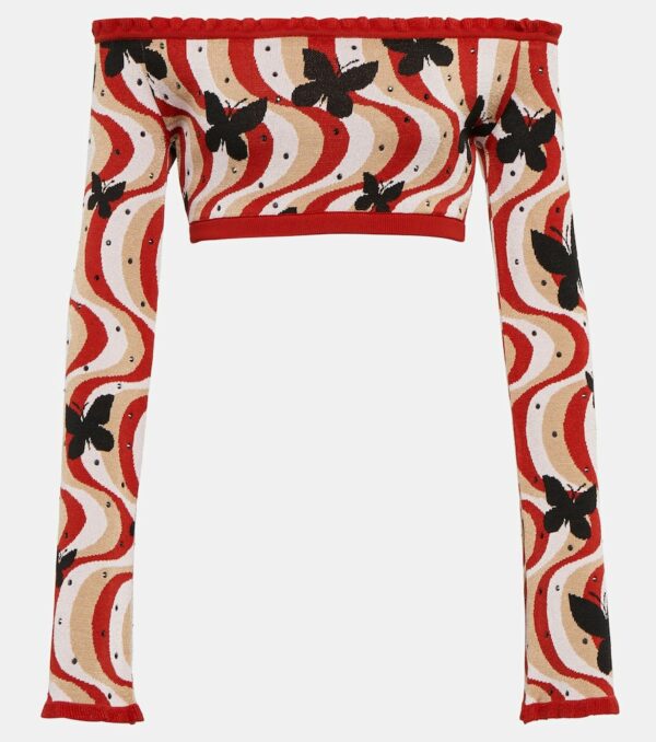 Alessandra Rich Printed bandeau cropped top