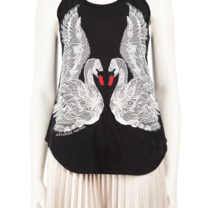 Alexander McQueen Black Swan Embroidered Tank Top