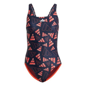 adidas 3 Bar Logo Graphic Swimsuit Womens - Red