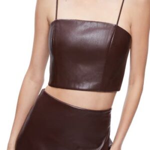 Alice + Olivia Pearle Faux Leather Bustier in Toffee at Nordstrom Rack, Size 4