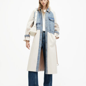 Allsaints Dayly Denim Panelled Relaxed Trench Coat