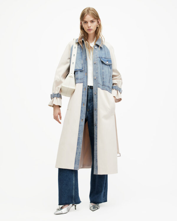 Allsaints Dayly Denim Panelled Relaxed Trench Coat