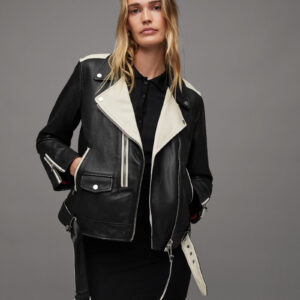 Allsaints Dren Leather Contrast Biker Jacket