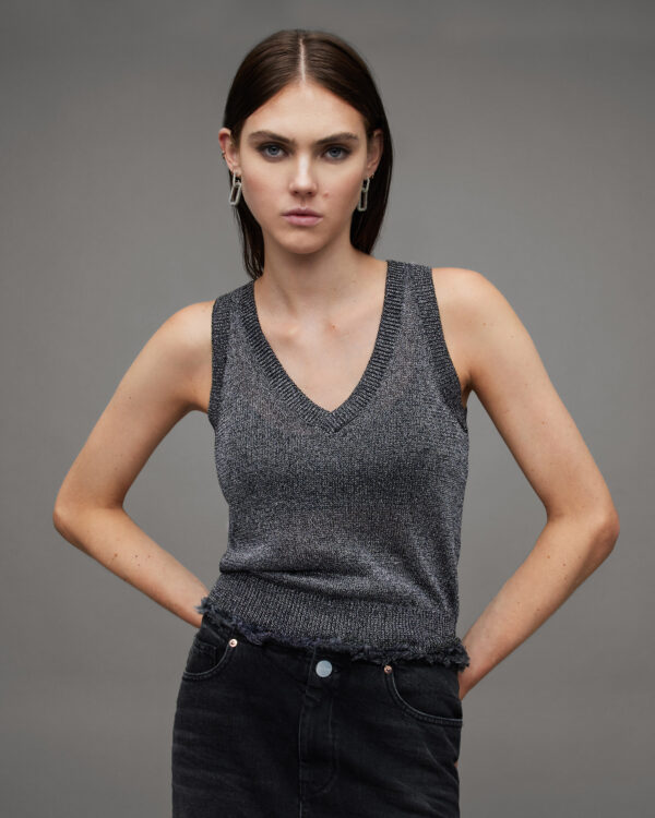 Allsaints Lyra Sleeveless Glitter Tank Top