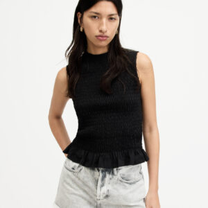 Allsaints Ode Smocked Sleeveless Tank Top