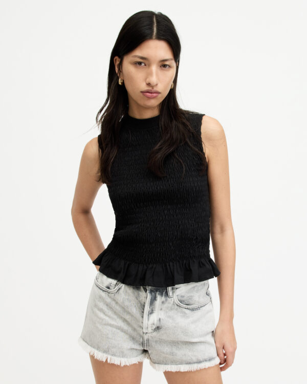 Allsaints Ode Smocked Sleeveless Tank Top