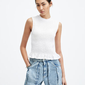 Allsaints Ode Smocked Sleeveless Tank Top