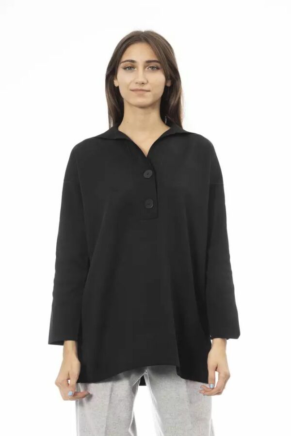 Alpha Studio Elegant Long Sleeve T-Shirt with Button Women's Closure