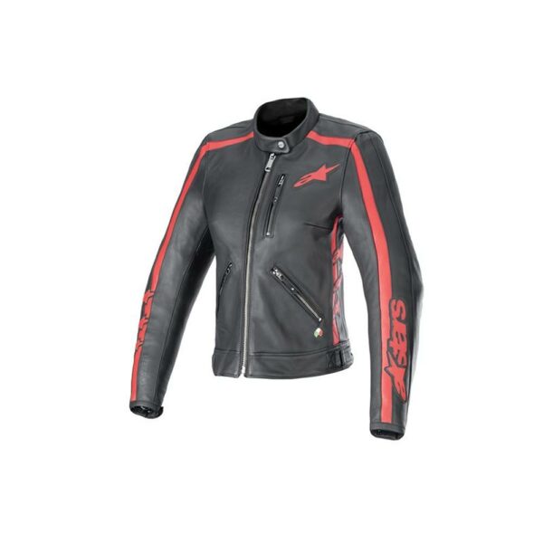 Alpinestars Stella Dyno Leather Jacket Black Haute Red Size 2XL