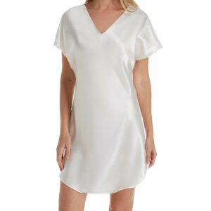 Amanda Rich Women's Bias Cut Satin T-Shirt Gown in Beige (412-40) | Size Large | HerRoom.com