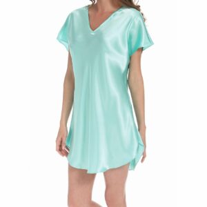 Amanda Rich Women's Bias Cut Satin T-Shirt Gown in Blue (412-40) | Size Medium | HerRoom.com