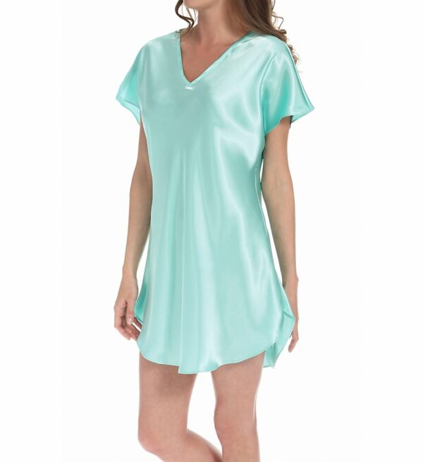 Amanda Rich Women's Bias Cut Satin T-Shirt Gown in Blue (412-40) | Size Medium | HerRoom.com