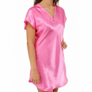 Amanda Rich Women's Bias Cut Satin T-Shirt Gown in Candy Pink (412-40) | Size XS | HerRoom.com