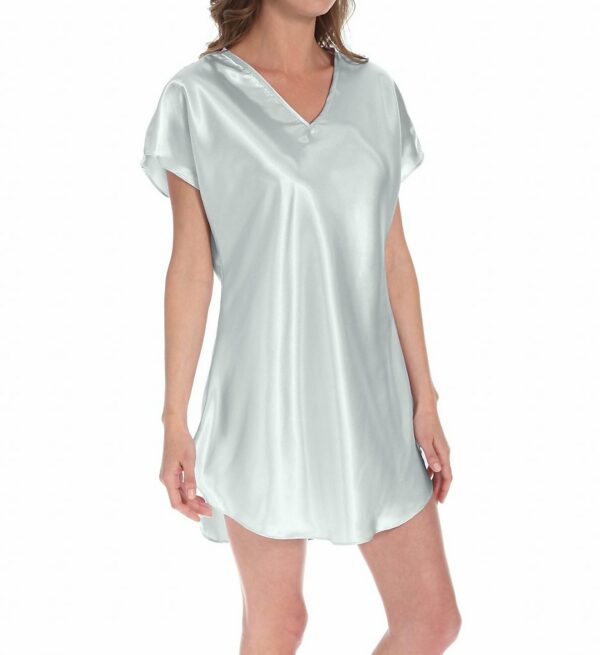 Amanda Rich Women's Bias Cut Satin T-Shirt Gown in Light Blue (412-40) | Size Small | HerRoom.com