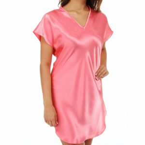 Amanda Rich Women's Bias Cut Satin T-Shirt Gown in Orange (412-40) | Size Medium | HerRoom.com