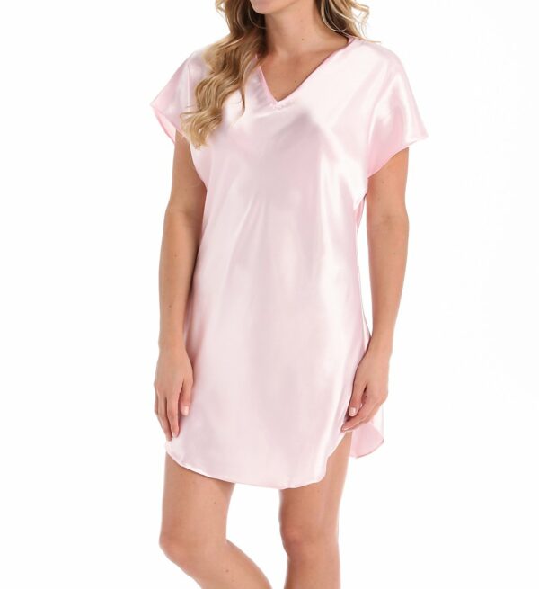 Amanda Rich Women's Bias Cut Satin T-Shirt Gown in Pink (412-40) | Size Medium | HerRoom.com