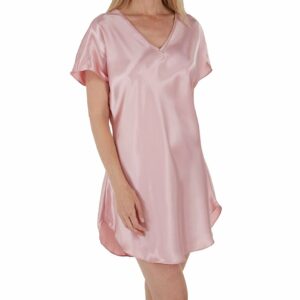 Amanda Rich Women's Bias Cut Satin T-Shirt Gown in Pink (412-40) | Size XS | HerRoom.com