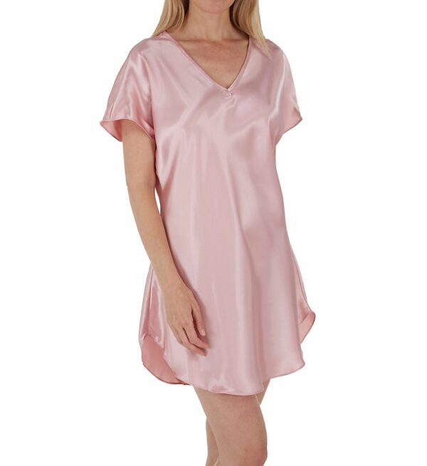 Amanda Rich Women's Bias Cut Satin T-Shirt Gown in Pink (412-40) | Size XS | HerRoom.com