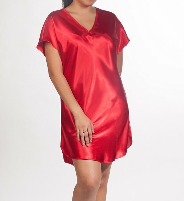 Amanda Rich Women's Bias Cut Satin T-Shirt Gown in Red (412-40) | Size Small | HerRoom.com