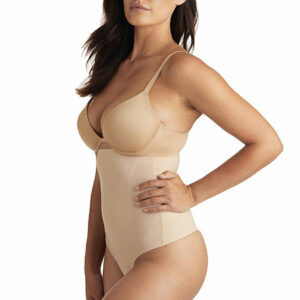 Ambrielle Wonderful Edge Back Magic High-Waist Shape Your Curves Shapewear Thong 129-0121, Xx-large, Beige