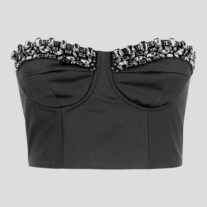 Amen Bustier In Twill With Crystals Embroidery