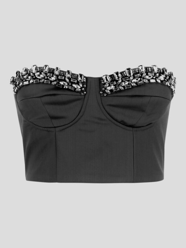 Amen Bustier In Twill With Crystals Embroidery