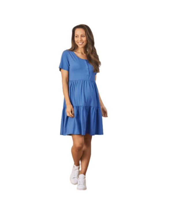 Angel Maternity Maternity Angel Tiered Dress - Blue