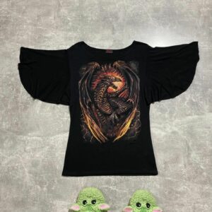 Animal Tee x Avant Garde Vintage Y2K Spiral Fire Dragon Gothic T-Shirt in Black, Men's (Size Small)