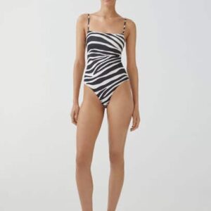 Animal print swimsuit black - Woman - M - MANGO