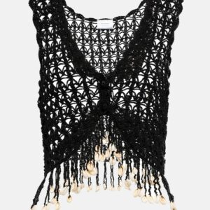 Anna Kosturova Fringed crochet crop top