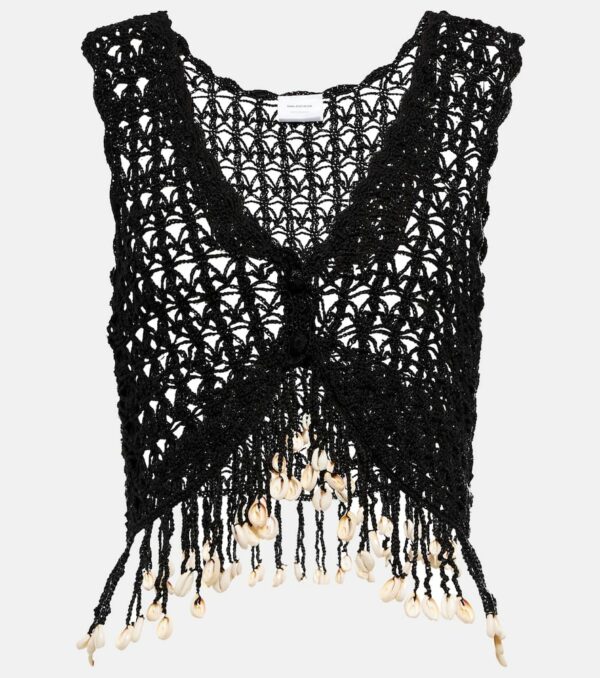 Anna Kosturova Fringed crochet crop top