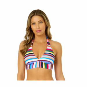 Anne Cole Easy Breezy Stripe Halter Bikini Top for Ladies - S