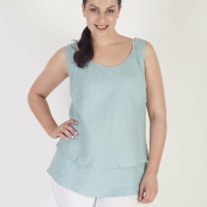 Aqua Double Layer Linen Camisole