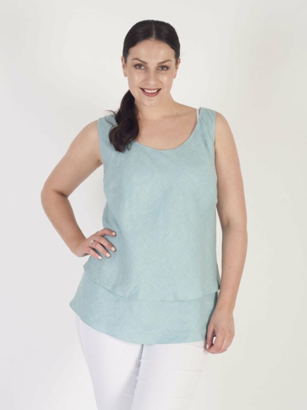 Aqua Double Layer Linen Camisole