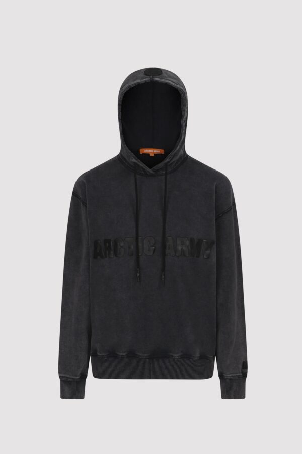 Arctic Army Women's Hoodie In Washed Black - XS | 100% Cotton | Oversized Fit