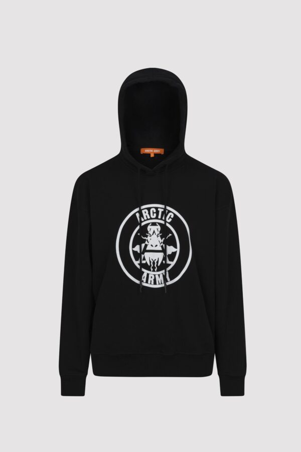 Arctic Army Women's Logo Hoodie In Black/White - XS | Oversized Fit | 100% Cotton