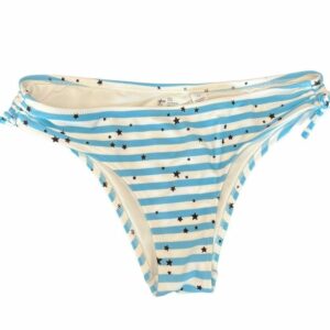 Aries Aerie Cheeky Star Print Striped Bikini Bottoms Blue White, Women's