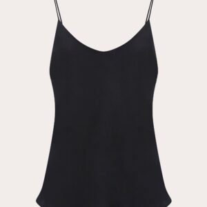 Asceno Women's Milos Camisole Pajama Top in Black Silk