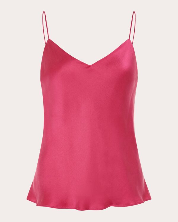 Asceno Women's Milos Camisole Pajama Top in Hot Pink Silk