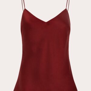 Asceno Women's Milos Camisole Pajama Top in Ruby Silk