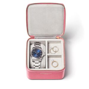 Aspinal of London Women's Pink Leather Travel Watch & Ring Box