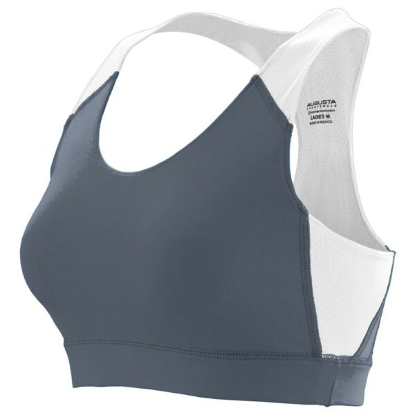 Augusta 2417A-Graphite- White-S Ladies All Sport Sports Bra, Graphite-White - Small