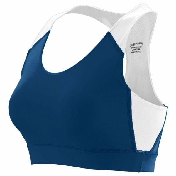 Augusta 2417A-Navy- White-2X Ladies All Sport Sports Bra, Navy-White - 2X