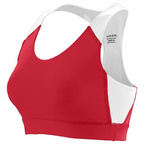 Augusta 2417A-Red- White-2X Ladies All Sport Sports Bra, Red-White - 2X